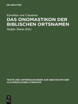 cover image of Das Onomastikon der biblischen Ortsnamen